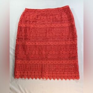 Coral crochet boho  Lace Pencil Skirt L